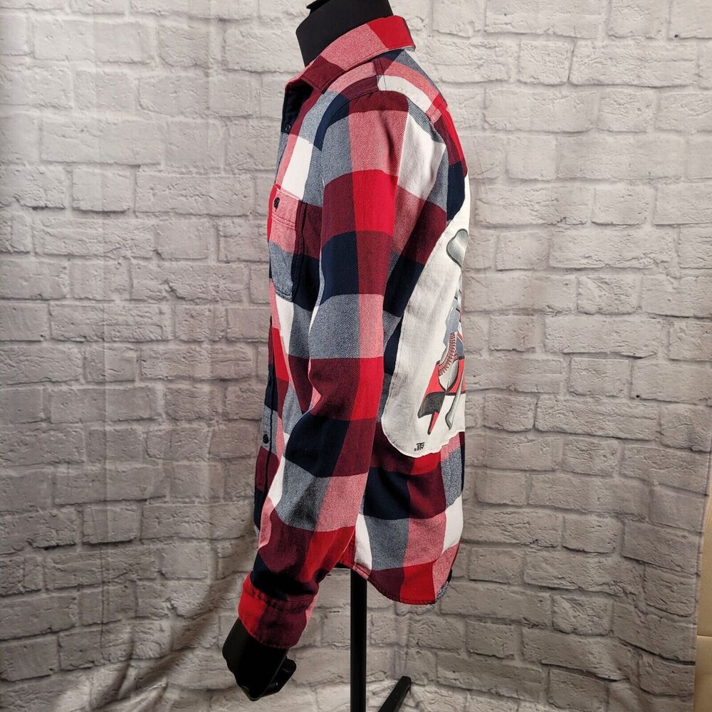 Cleveland Indians 1996 Upcycled Flannel Shirt Express Men Medium Chief Wahoo MLB - Picture 4 of 13